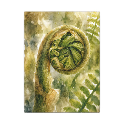Japandi Fern Unfurling in Dappled | Watercolor Canvas Art