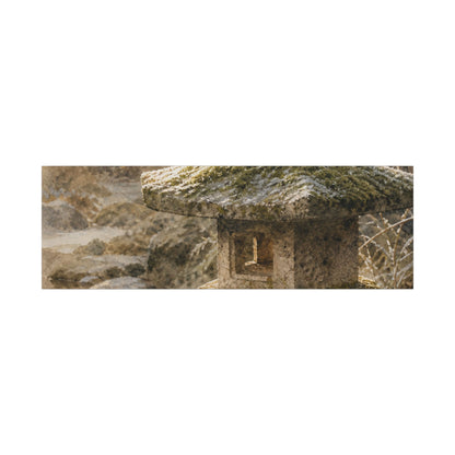 Winter Stone Lantern Watercolor Canvas Art | Earthy Decor