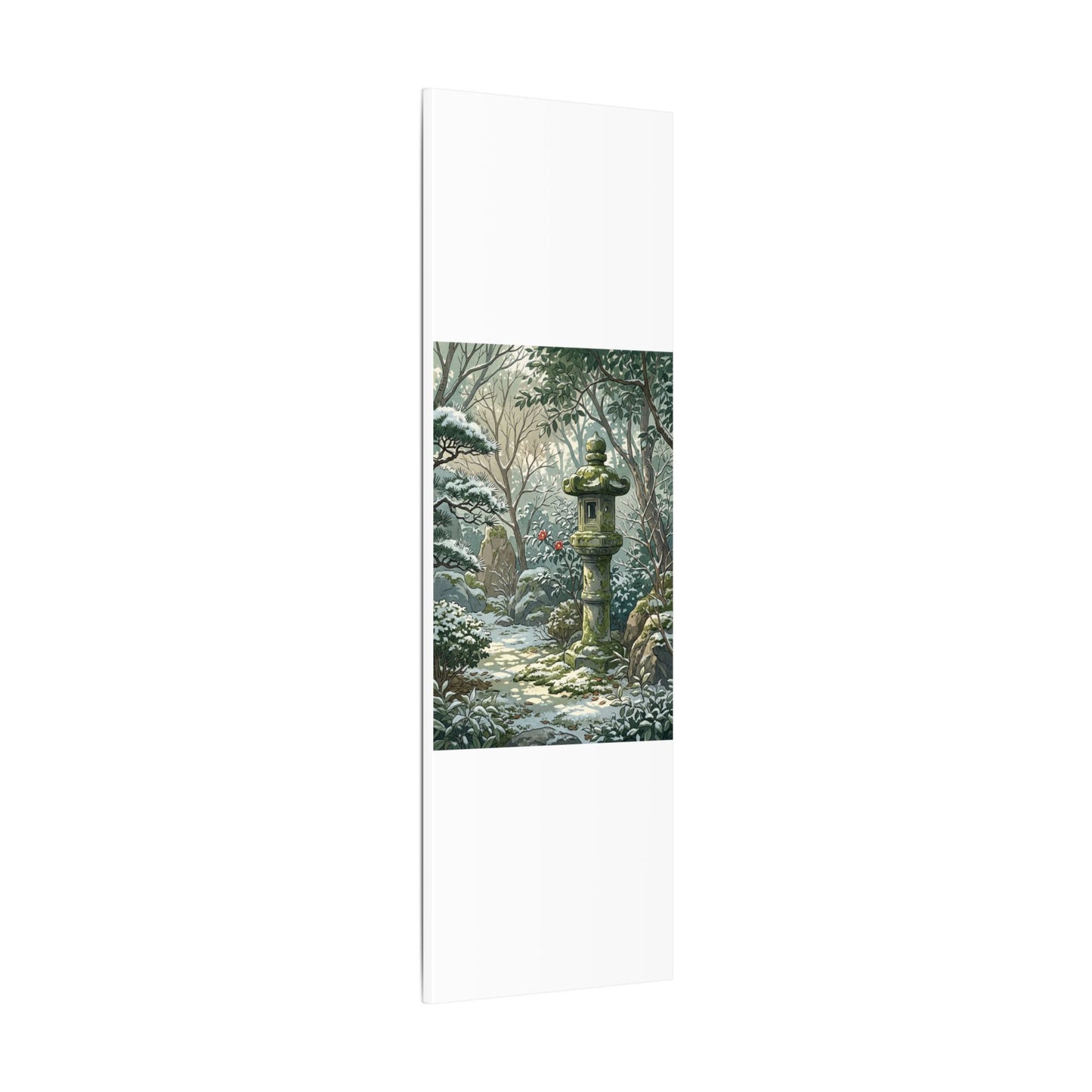 Stone Lantern Winter Canvas Art | Japandi Warm Design