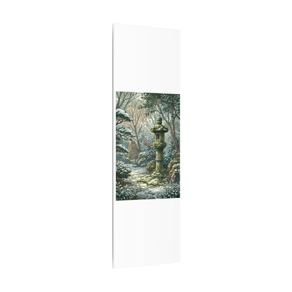 Stone Lantern Winter Canvas Art | Japandi Warm Design