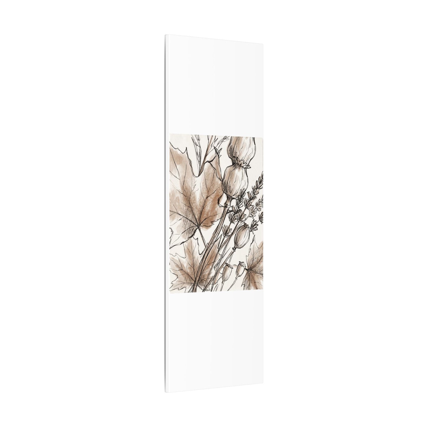 Neutral Dried Flowers Canvas Art - Minimal Line Japandi