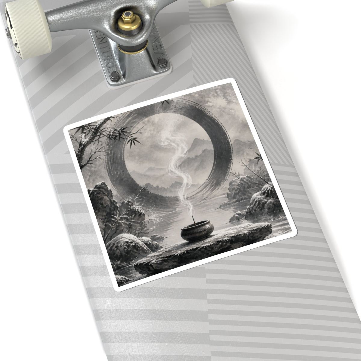 Seijaku Incense Smoke Sticker - Zen Sumi E