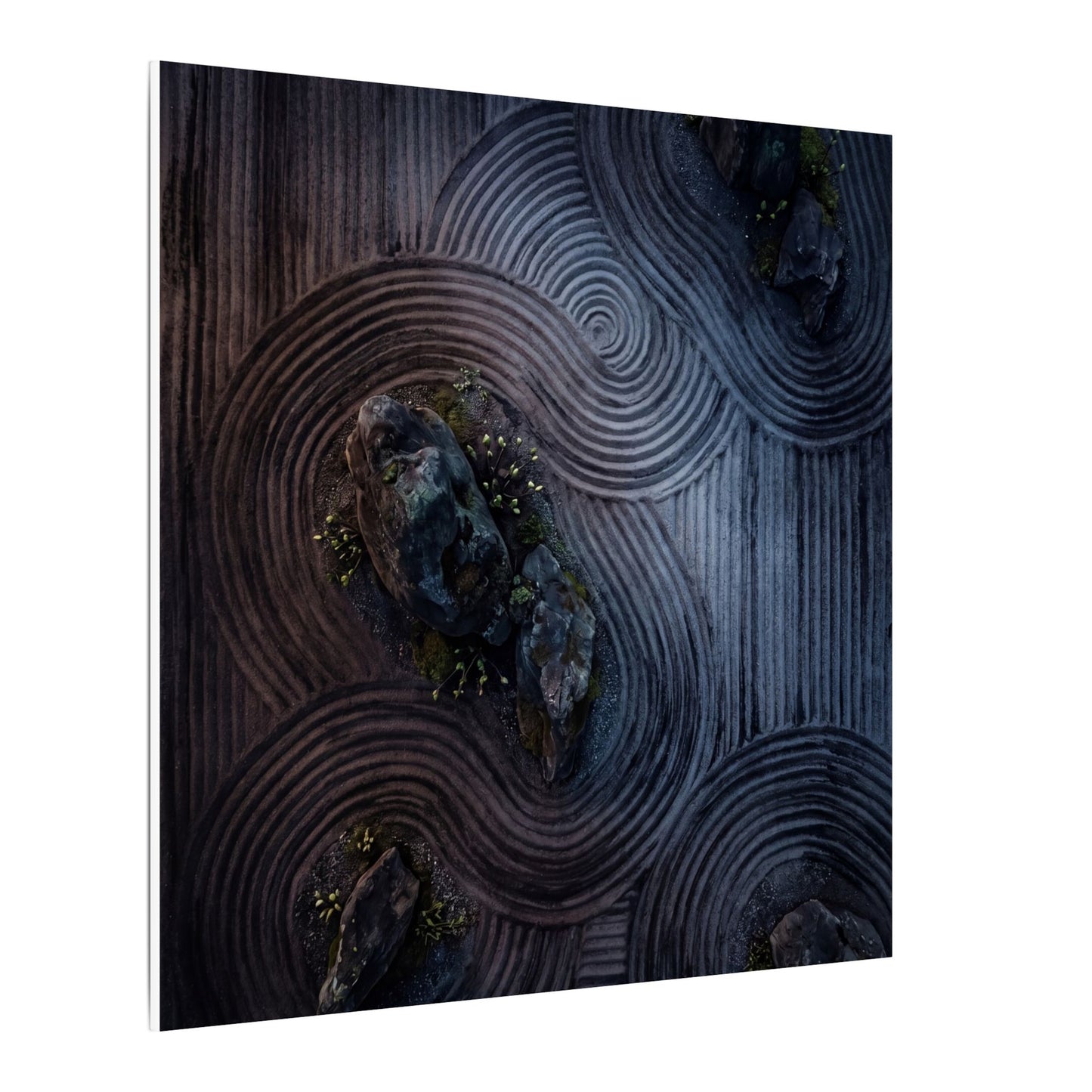 Spring Rock Garden Charcoal Ink Canvas Art | Bold Decor