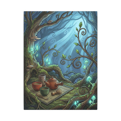 Spring Tea Ceremony Forest Whimsy Canvas Art | Cozy Decor