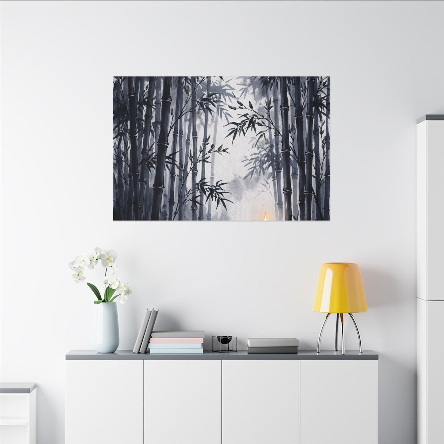Tranquil Bamboo Grove Canvas Art - Sumi E Zen