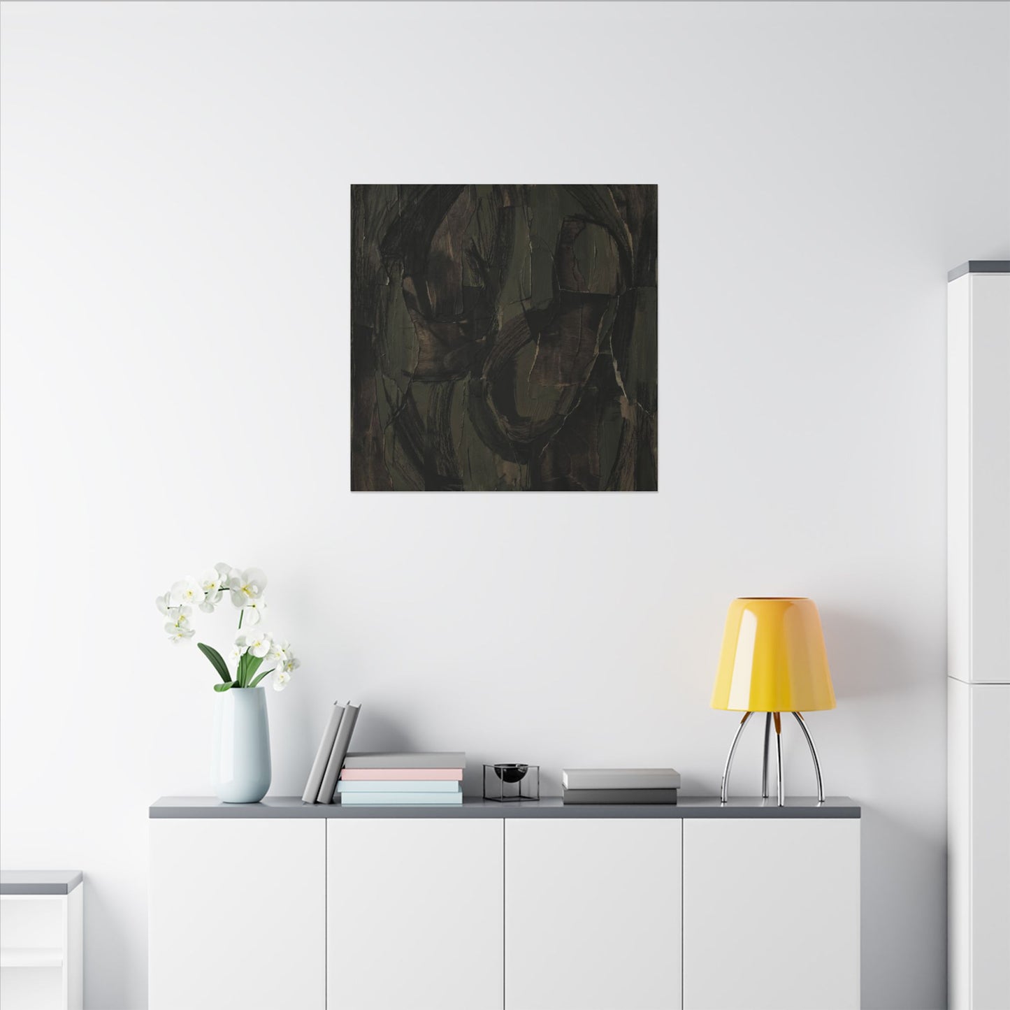 Mixed Media Dark Japandi Textured Canvas Art