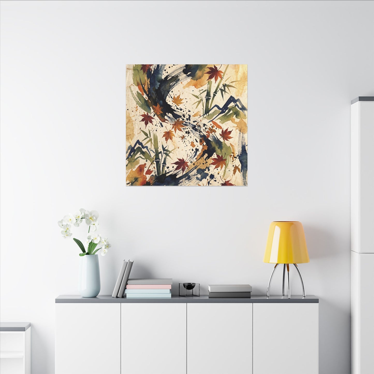 Golden Hour Ink Brushstroke Canvas Art - Zen Shibui