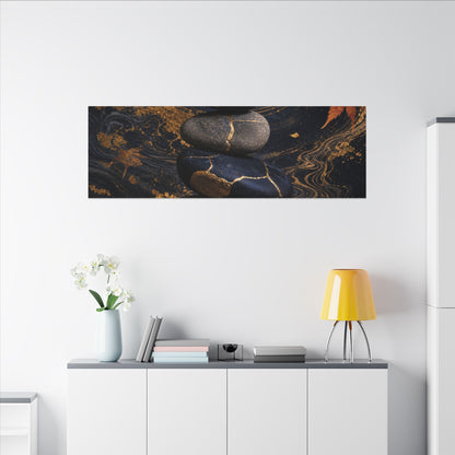 River Stones Autumn Canvas Art | Kintsugi Artful Design