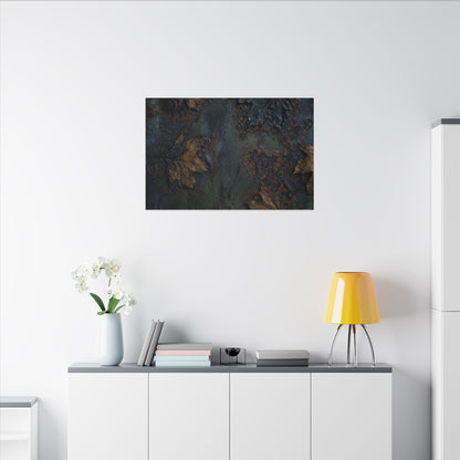 Shibui Rust Patina Canvas Art - Dark Japandi Charcoal Ink