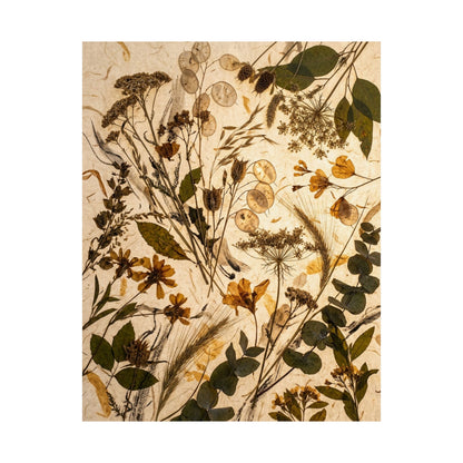 Dried Flowers Japanese Pattern Wall Art Print | Cozy Japandi Art