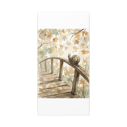 Wooden Bridge Canvas Art | Autumn Japandi Watercolor Art