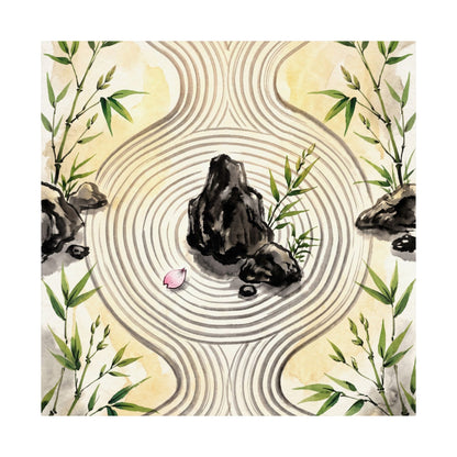 Serene Rock Garden Wall Art Print - Sumi E Zen