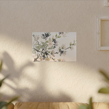 Cherry Blossom Watercolor Canvas Art | Elegant Japandi Art