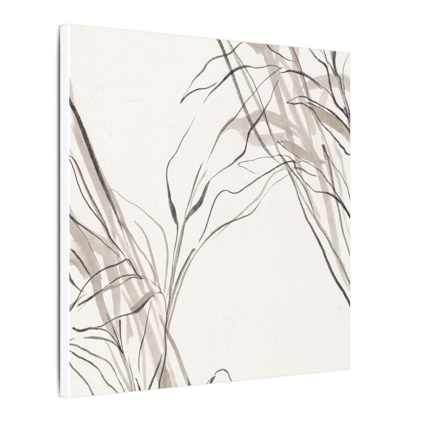 Neutral Shoji Screen Canvas Art - Minimal Line Japandi