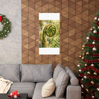 Elegant Fern Unfurling Wall Art Print - Watercolor Japandi
