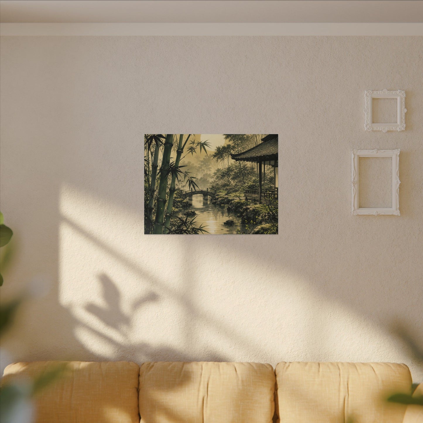 Moonlit Garden Sumi E Canvas Art | Calm Zen Art