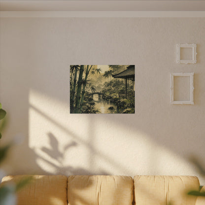 Moonlit Garden Sumi E Canvas Art | Calm Zen Art