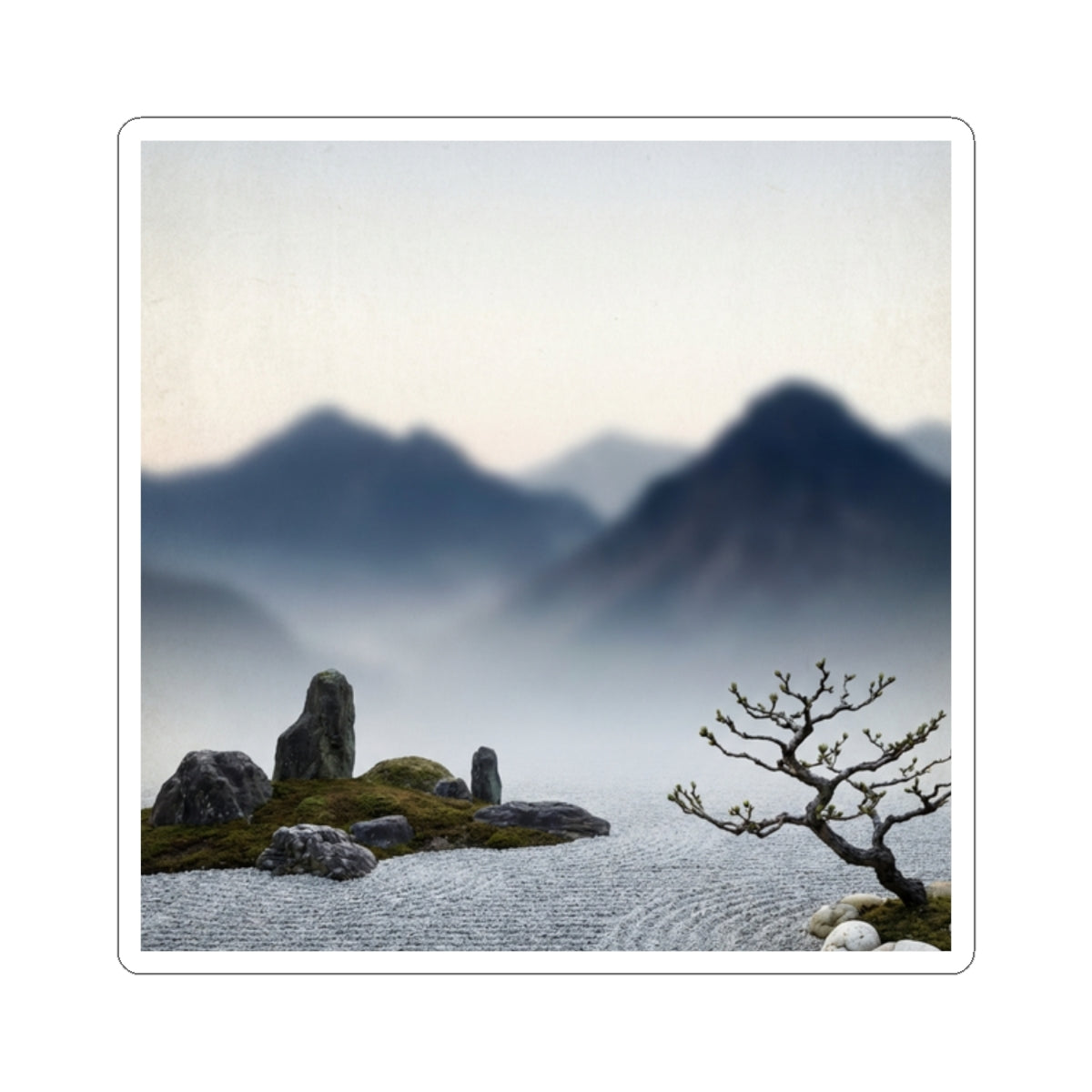 Shibui Mountain Mist Sticker - Zen Karesansui Art Print