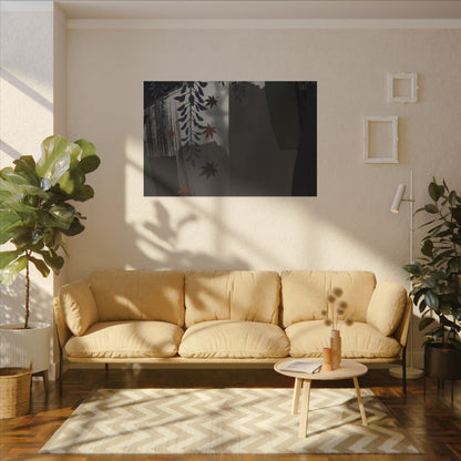 Wisteria Autumn Canvas Art | Dark Japandi Moody Design