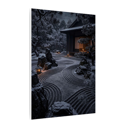 Candlelight Rock Garden Canvas Art - Dark Japandi Fukinsei