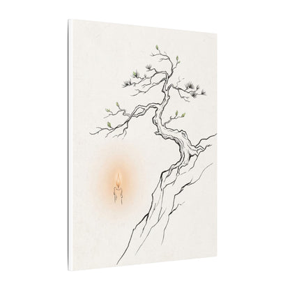 Candlelight Pine Tree Canvas Art - Japandi Shibui