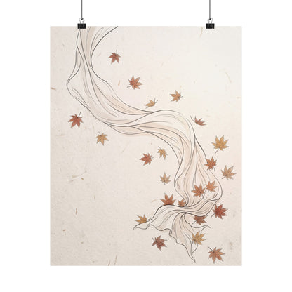 Silk Drape Minimal Line Wall Art Print | Elegant Japandi Art