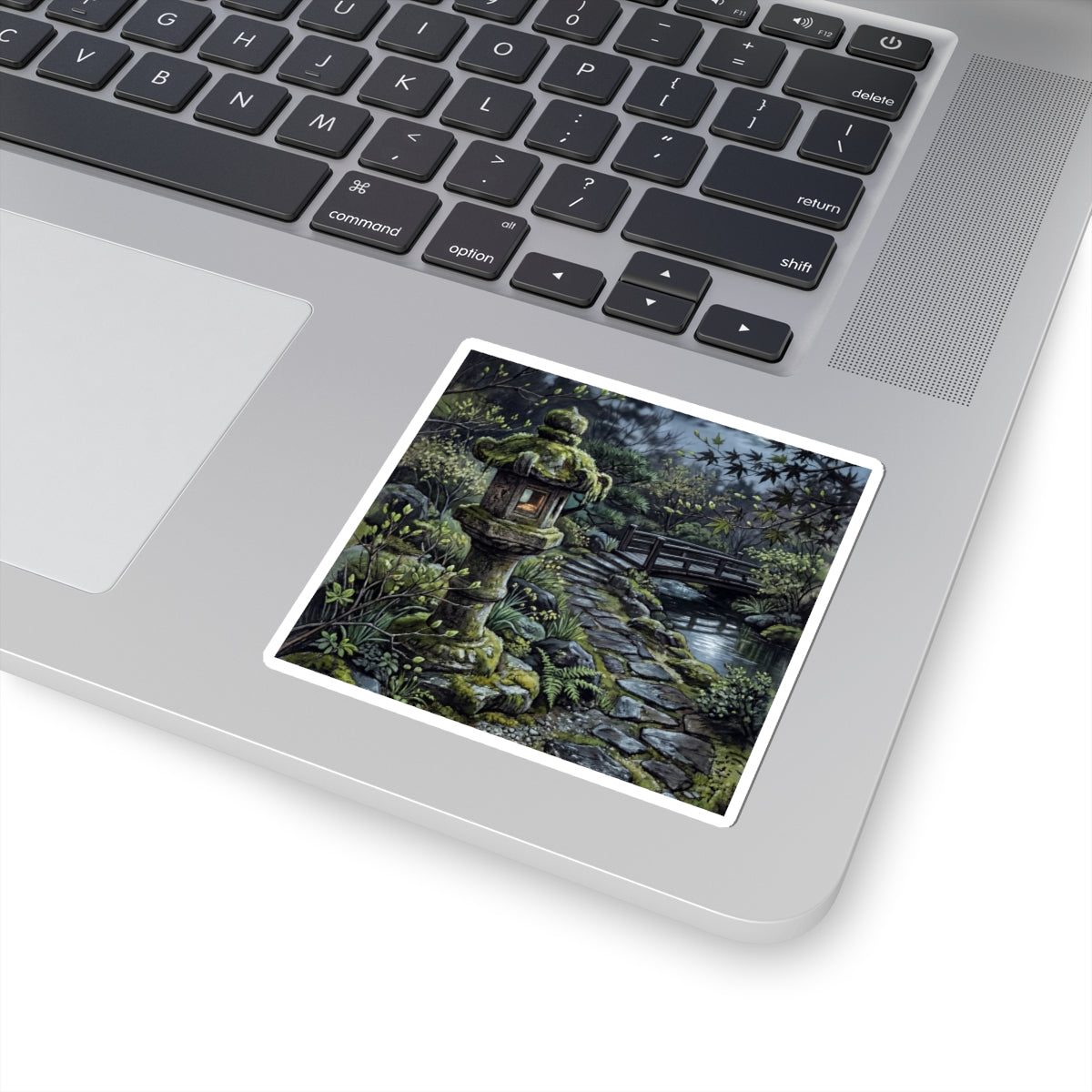 Stone Lantern Texture Sticker | Elegant Japandi Art Art Print