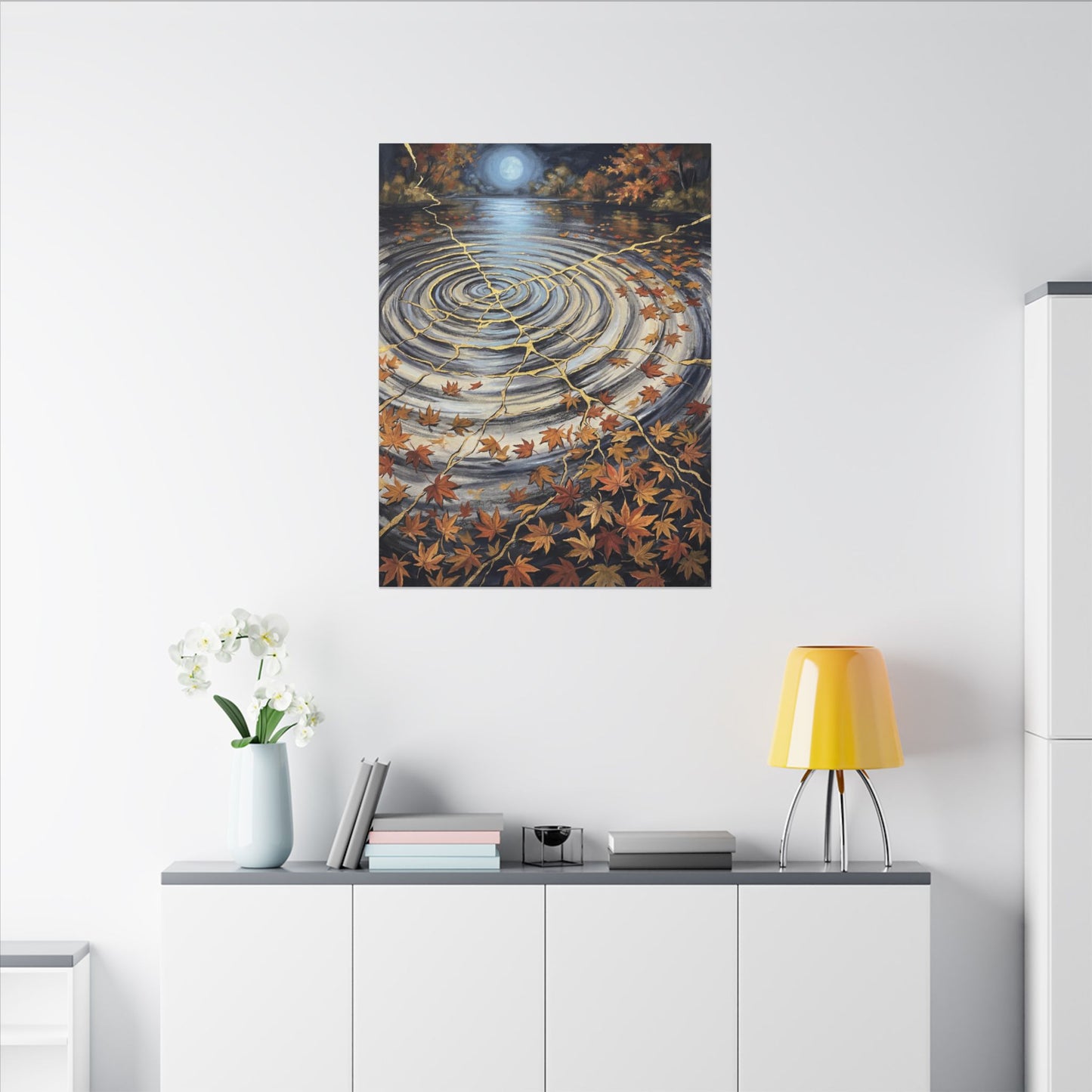 Moonlight Water Ripple Canvas Art - Kintsugi Fukinsei