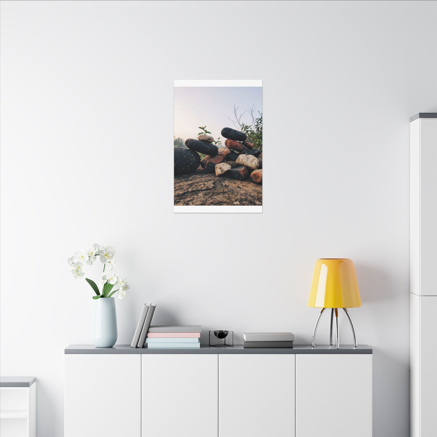River Stones Canvas Art | Spring Kintsugi Broken Beauty Art