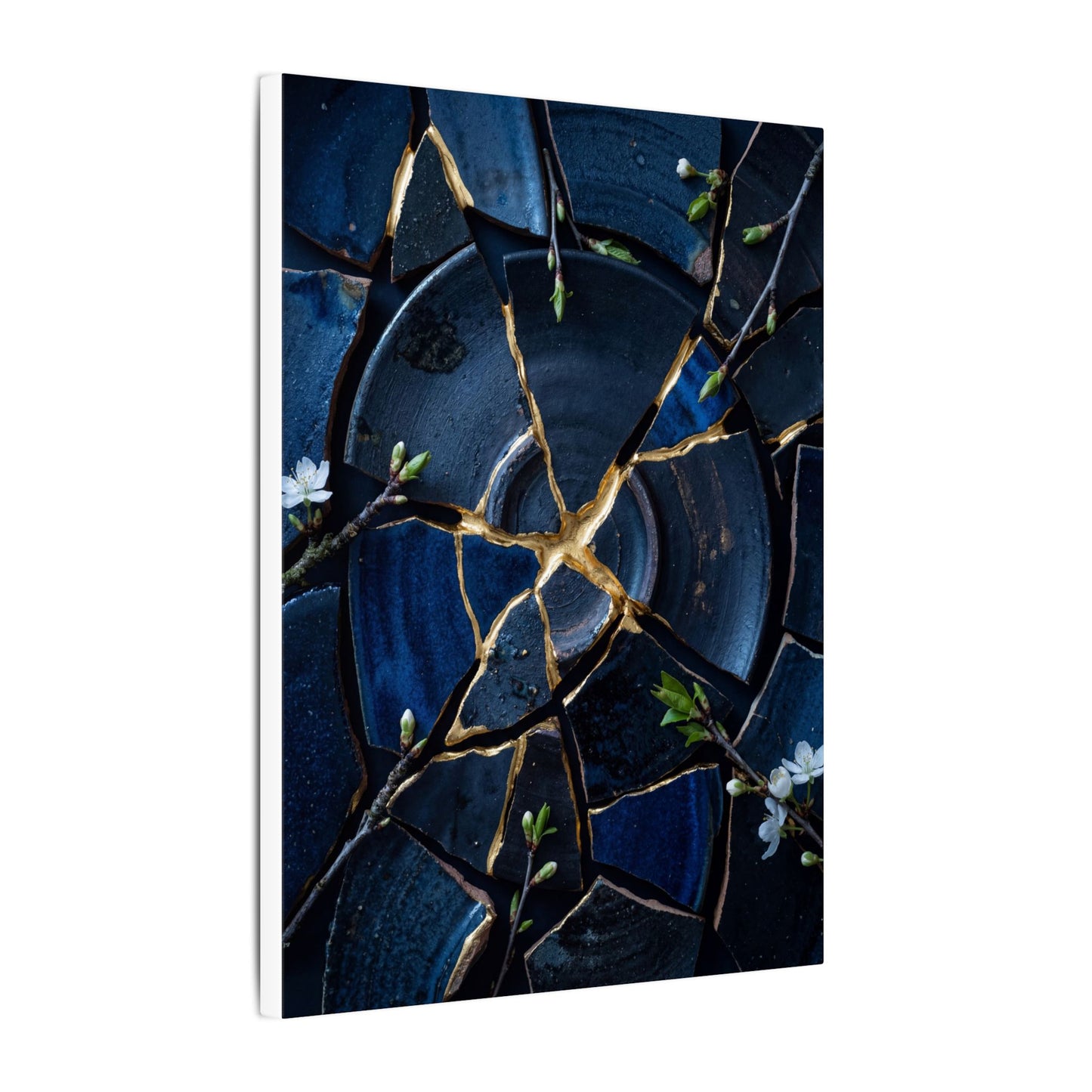 Moonlight Broken Pottery Canvas Art - Kintsugi Fukinsei