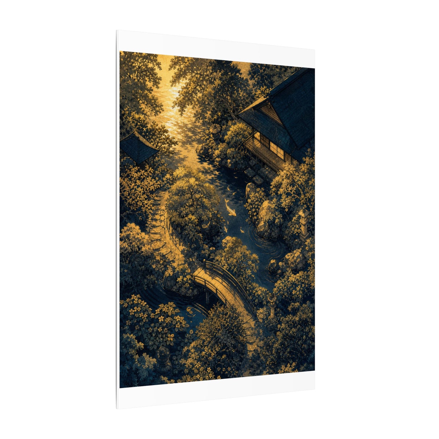 Contemplative Moonlit Garden Canvas Art - Ukiyo E Inspired Zen