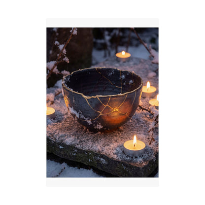 Ceramic Bowl Gold Repair Wall Art Print | Healing Kintsugi Art