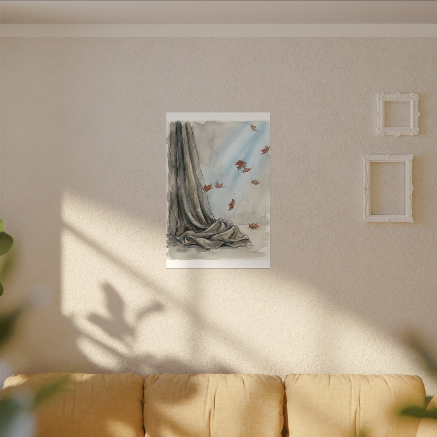 Ma Silk Drape Canvas Art - Japandi Watercolor