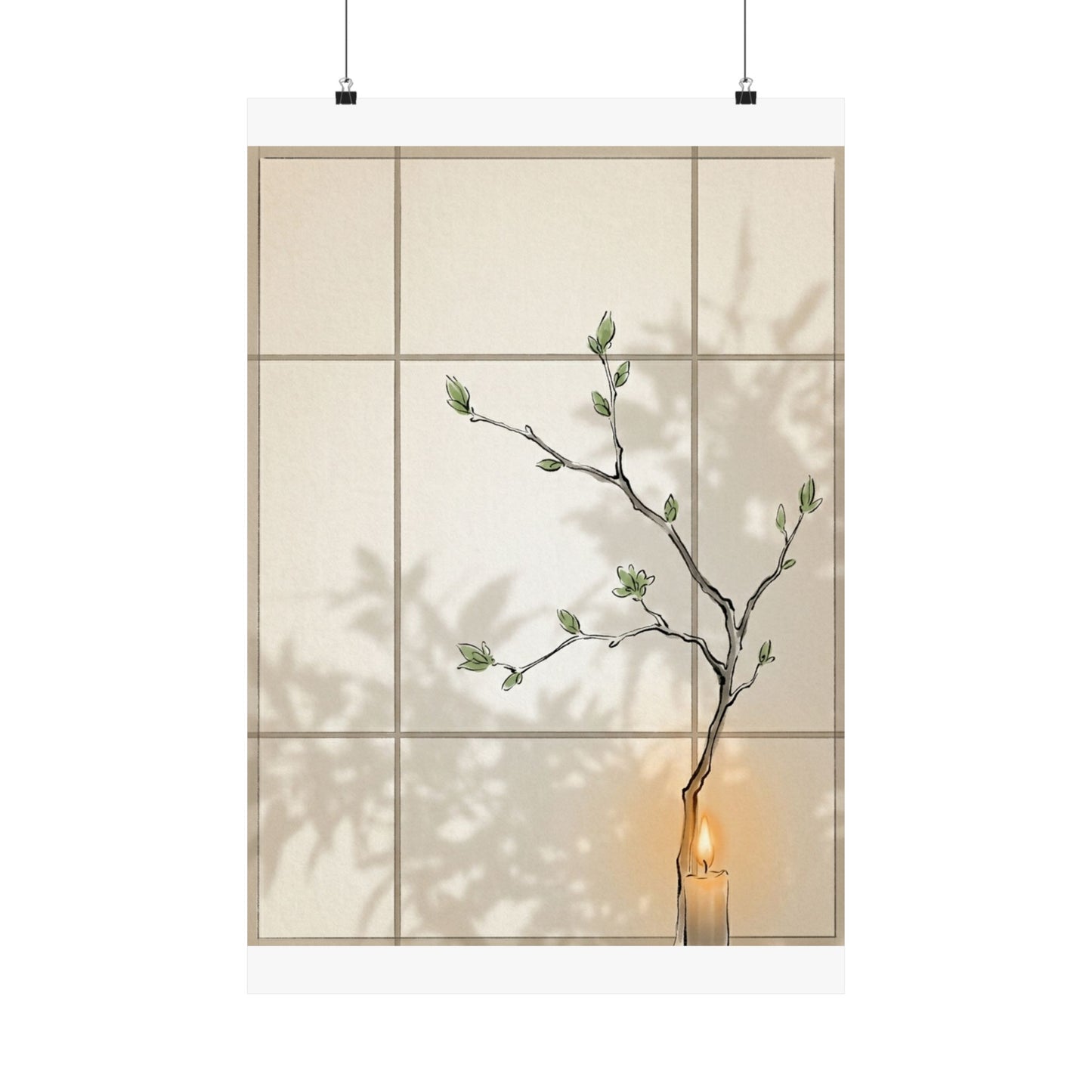 Shoji Screen Minimal Line Wall Art Print | Earthy Japandi Art Art Print