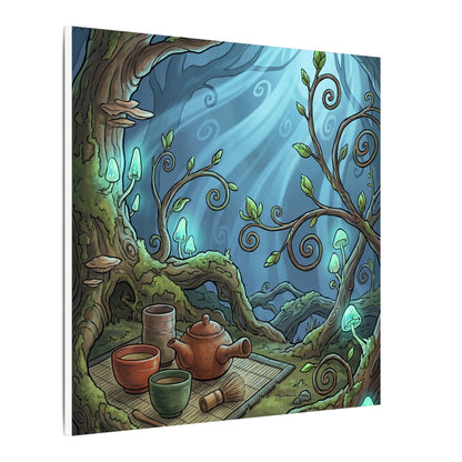 Spring Tea Ceremony Forest Whimsy Canvas Art | Cozy Decor