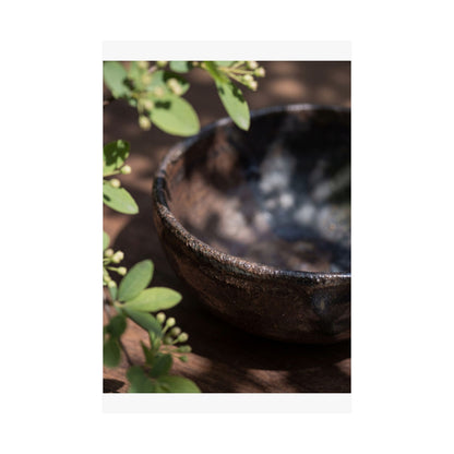Ceramic Bowl Wall Art Print | Spring Dark Japandi Shadow Zen Art