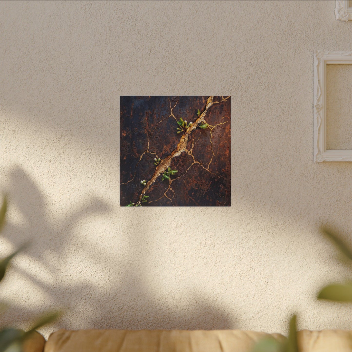 Rust Patina Spring Canvas Art | Kintsugi Resilient Design