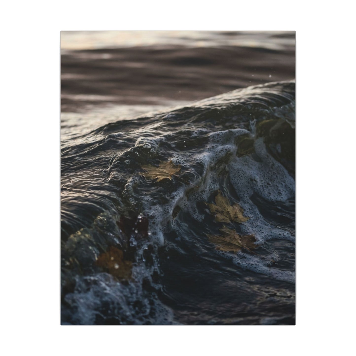 Dark Japandi Ocean Wave in Dawn | Moody Minimal Canvas Art