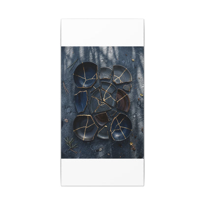 Dark Japandi Broken Pottery in Dappled | Shadow Zen Canvas Art