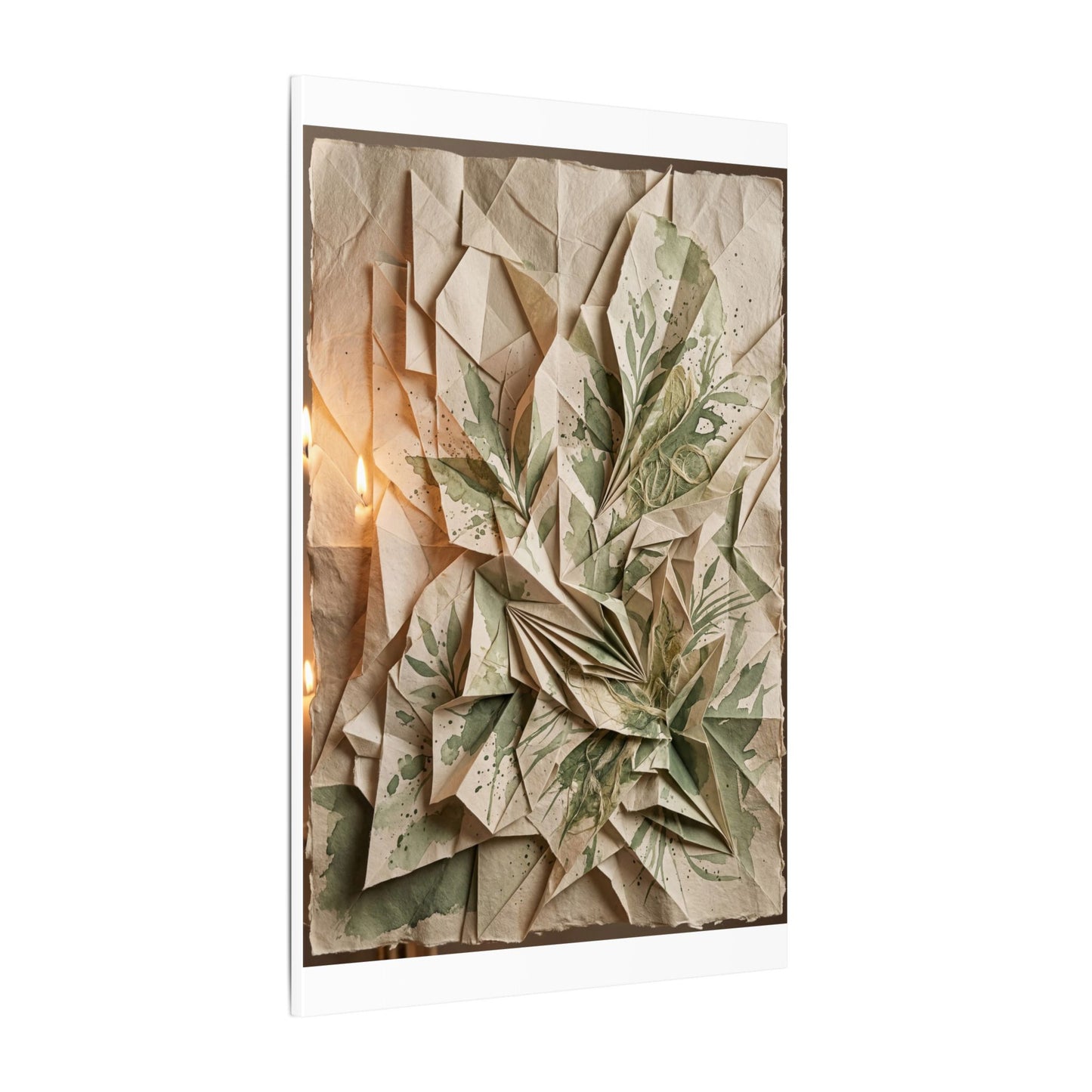 Japandi Paper Fold in Candlelight | Texture Canvas Art