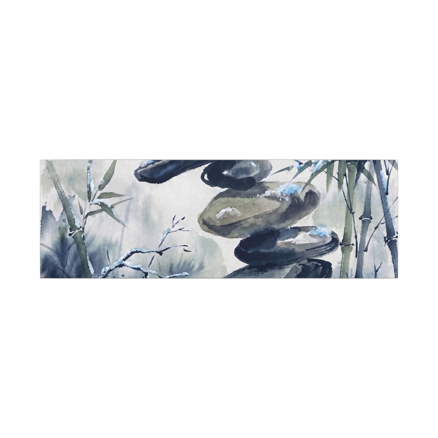 Zen River Stones in Moonlight | Sumi E Canvas Art