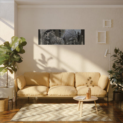 Winter Moonlit Garden Dark Texture Canvas Art | Moody Decor