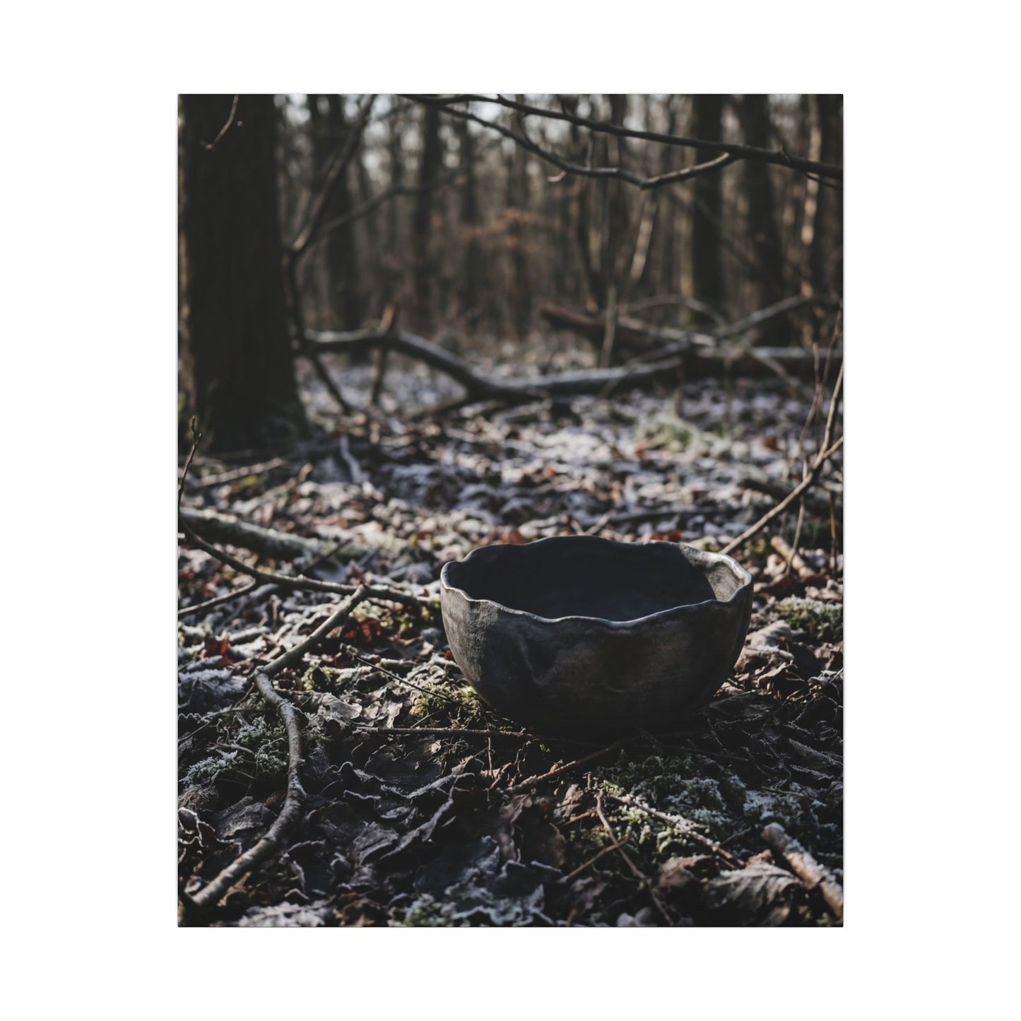 Dappled Ceramic Bowl Canvas Art - Dark Japandi Kanso