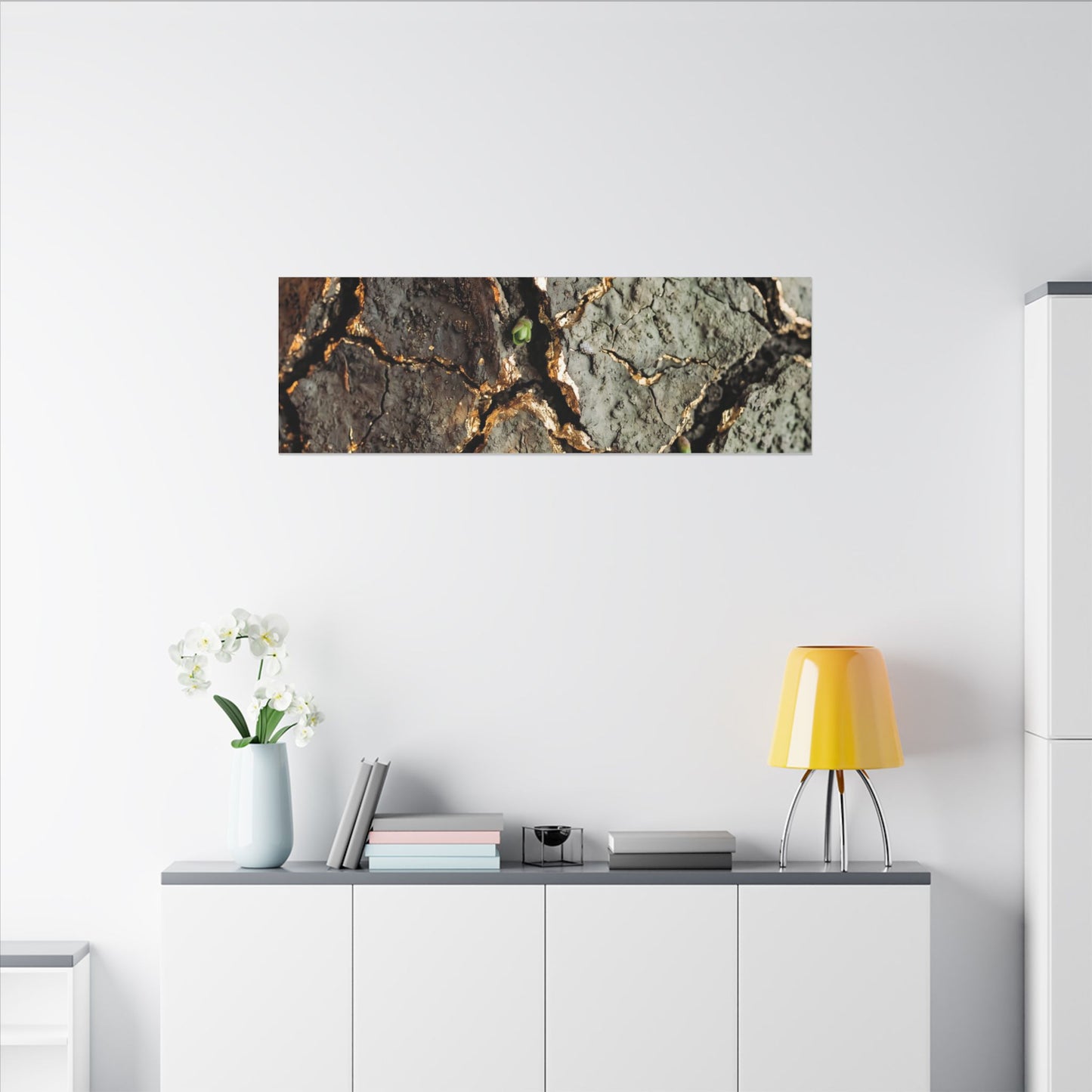 Earthy Cracked Earth Canvas Art - Japanese Pattern Japandi