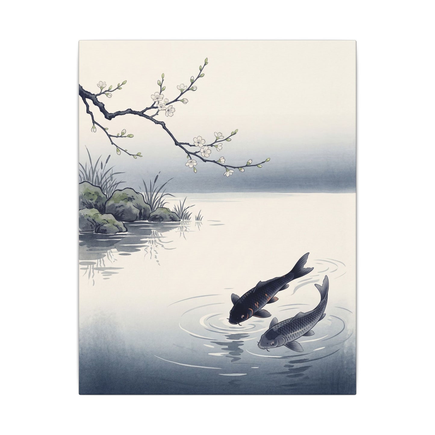 Ma Koi Pond Canvas Art - Zen Ukiyo E Inspired