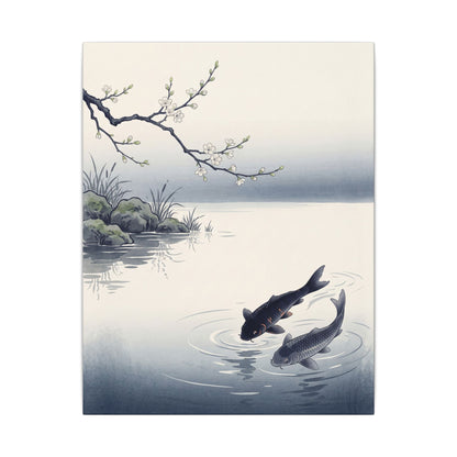 Ma Koi Pond Canvas Art - Zen Ukiyo E Inspired