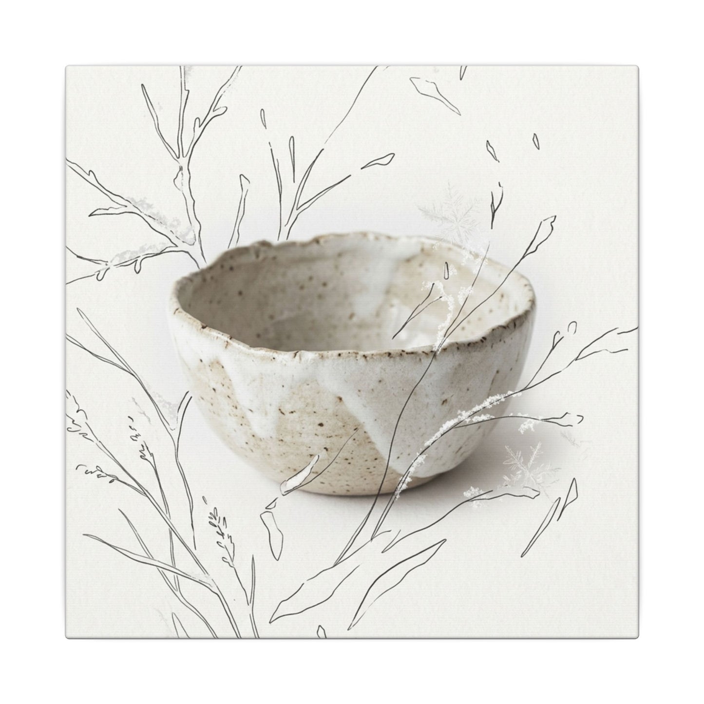 Neutral Ceramic Bowl Canvas Art - Minimal Line Japandi
