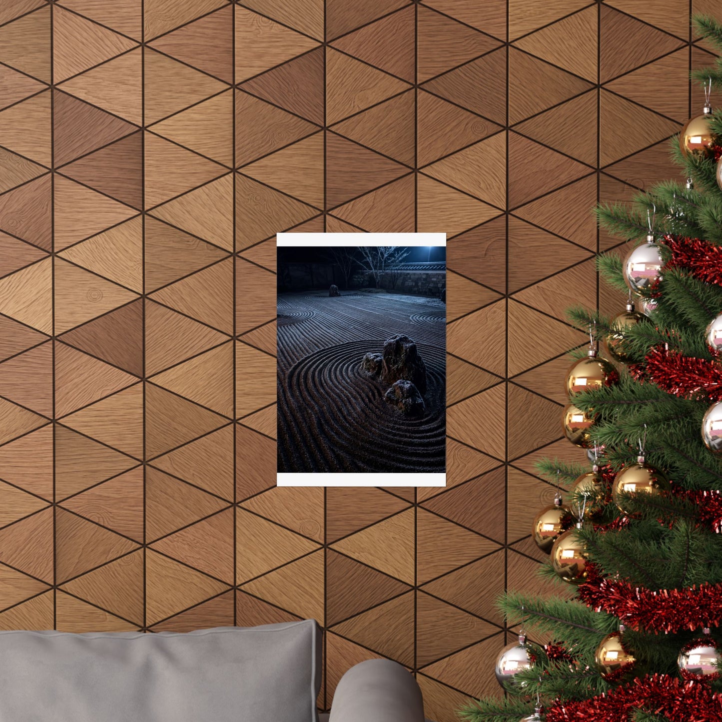 Bold Rock Garden Wall Art Print - Moody Minimal Dark Japandi