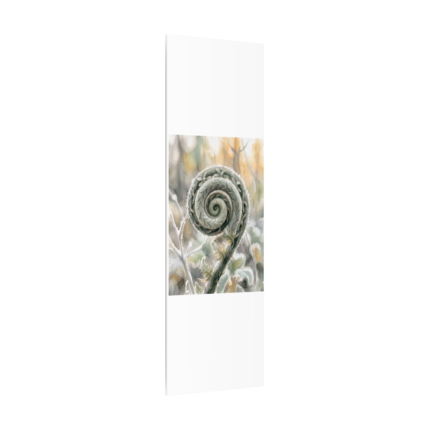 Winter Fern Unfurling Watercolor Canvas Art | Cozy Decor