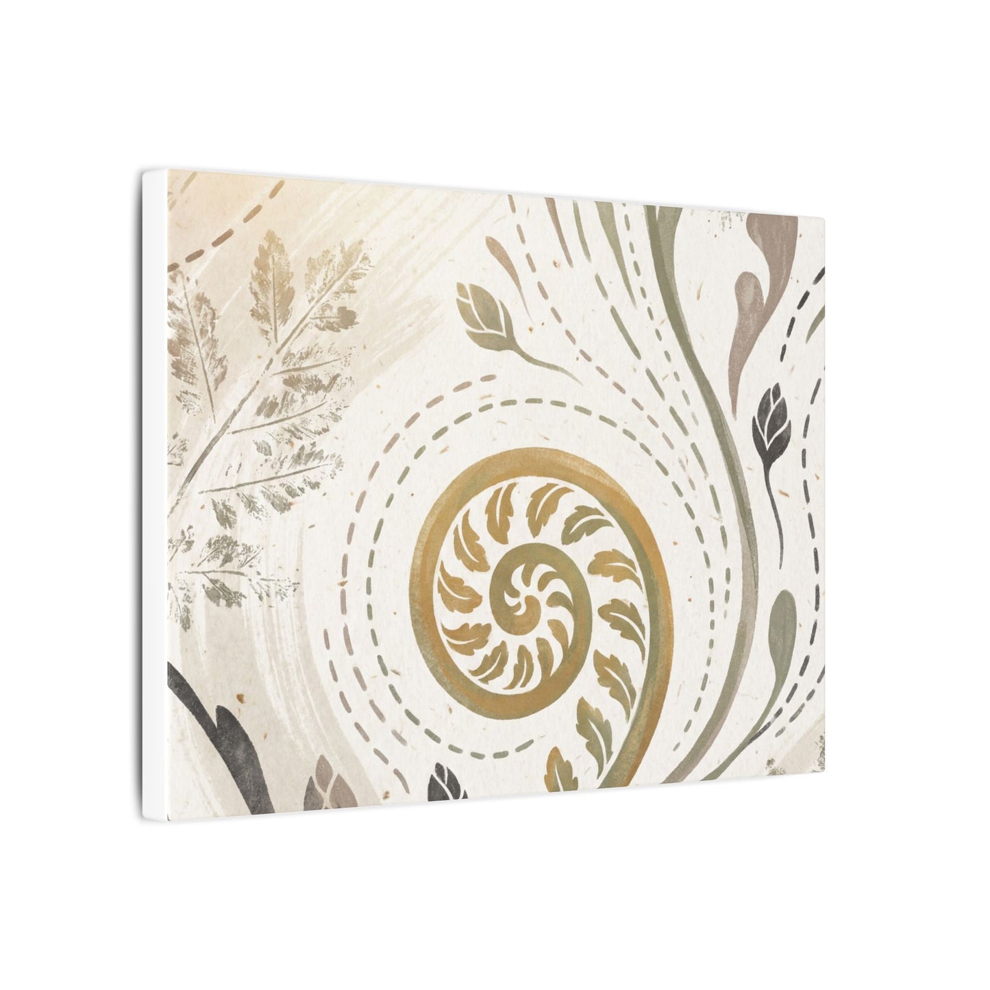 Japandi Fern Unfurling in Golden Hour | Japanese Pattern Canvas Art